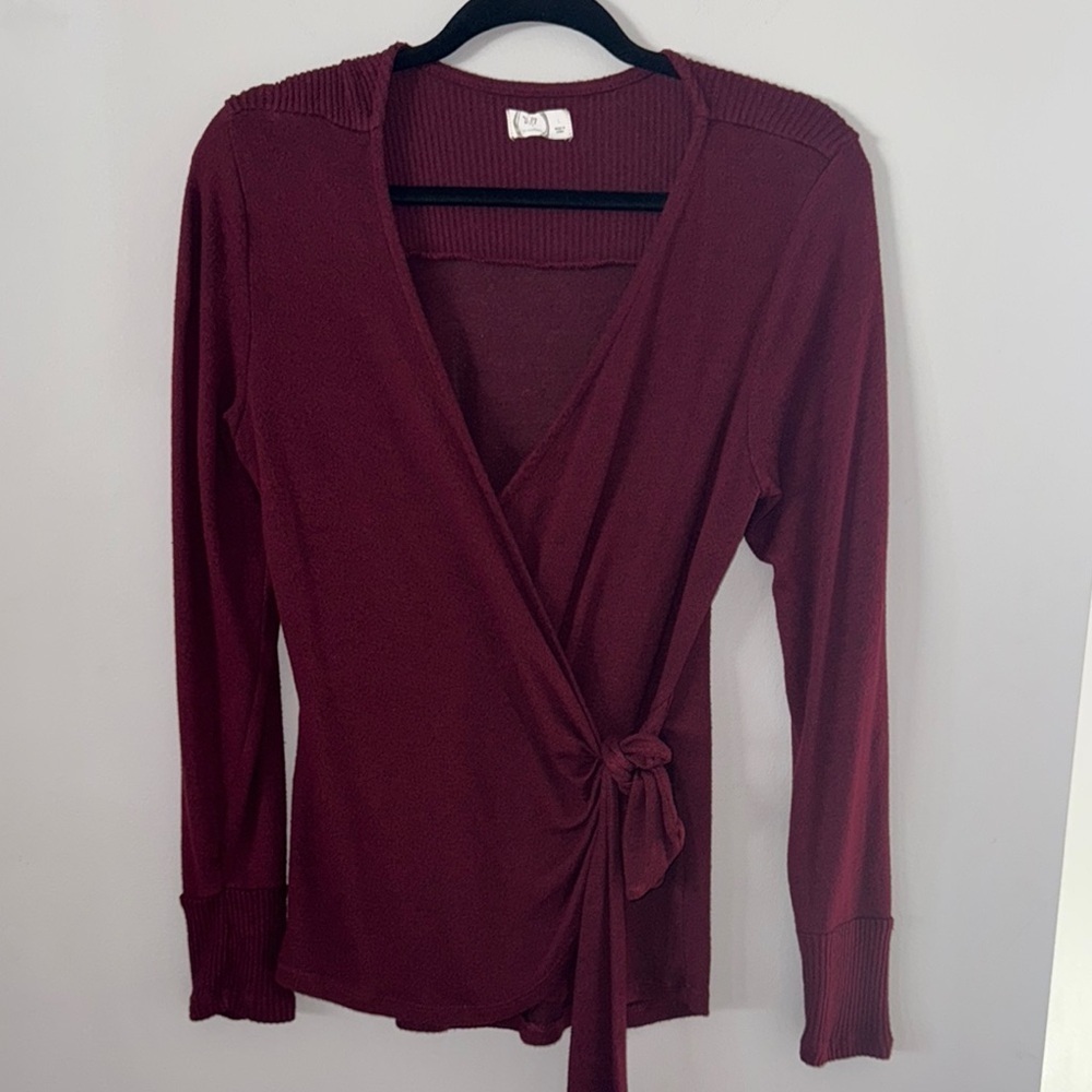 Elegant Burgundy Wrap Top